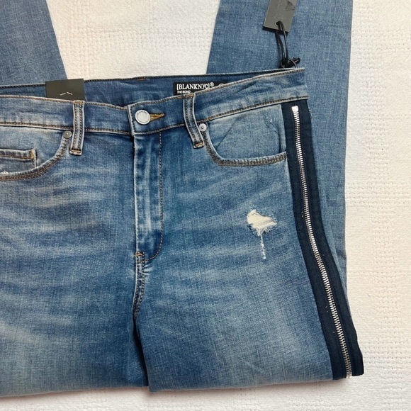 Blank NYC THE BOND Side Zipper Stripe Distressed Skinny Jeans - Picture 7 of 10